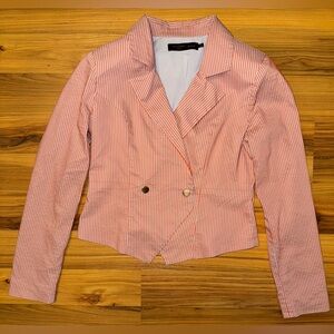 House of Harlow 1960 x Revolve Coral Pinstripe Spring Blazer Medium Festival